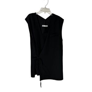 Zara women’s black sleeveless wrap front tie back open slit size Medium #31-1806